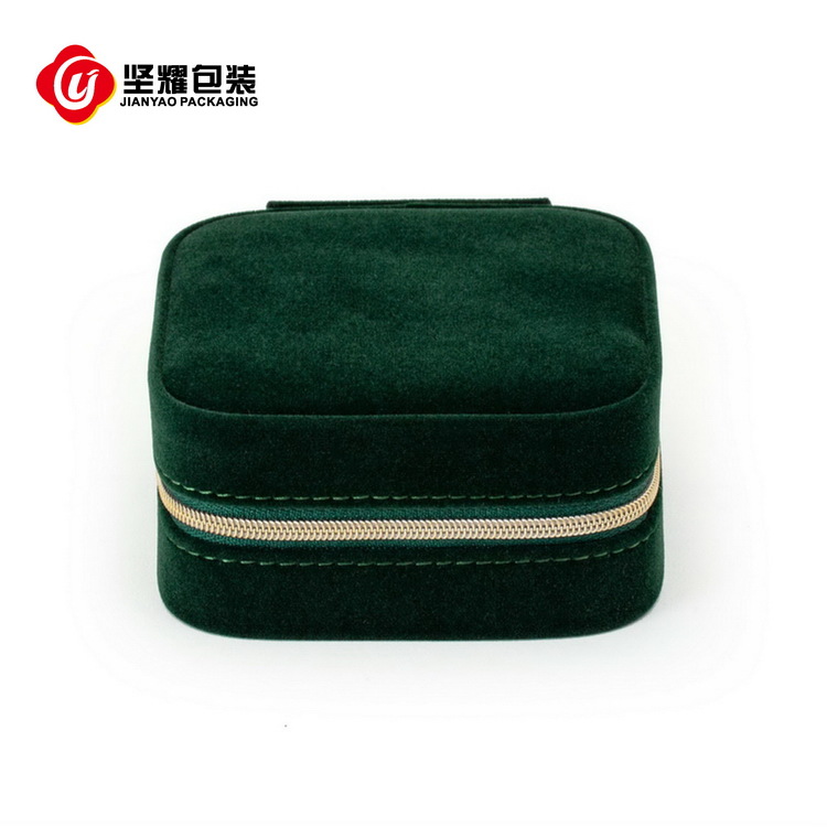 Velvet Jewelry Box Travel Portable Square Fabric PU Jewelry Hand Jewelry Small Storage Box Double Layer Wholesale - 3