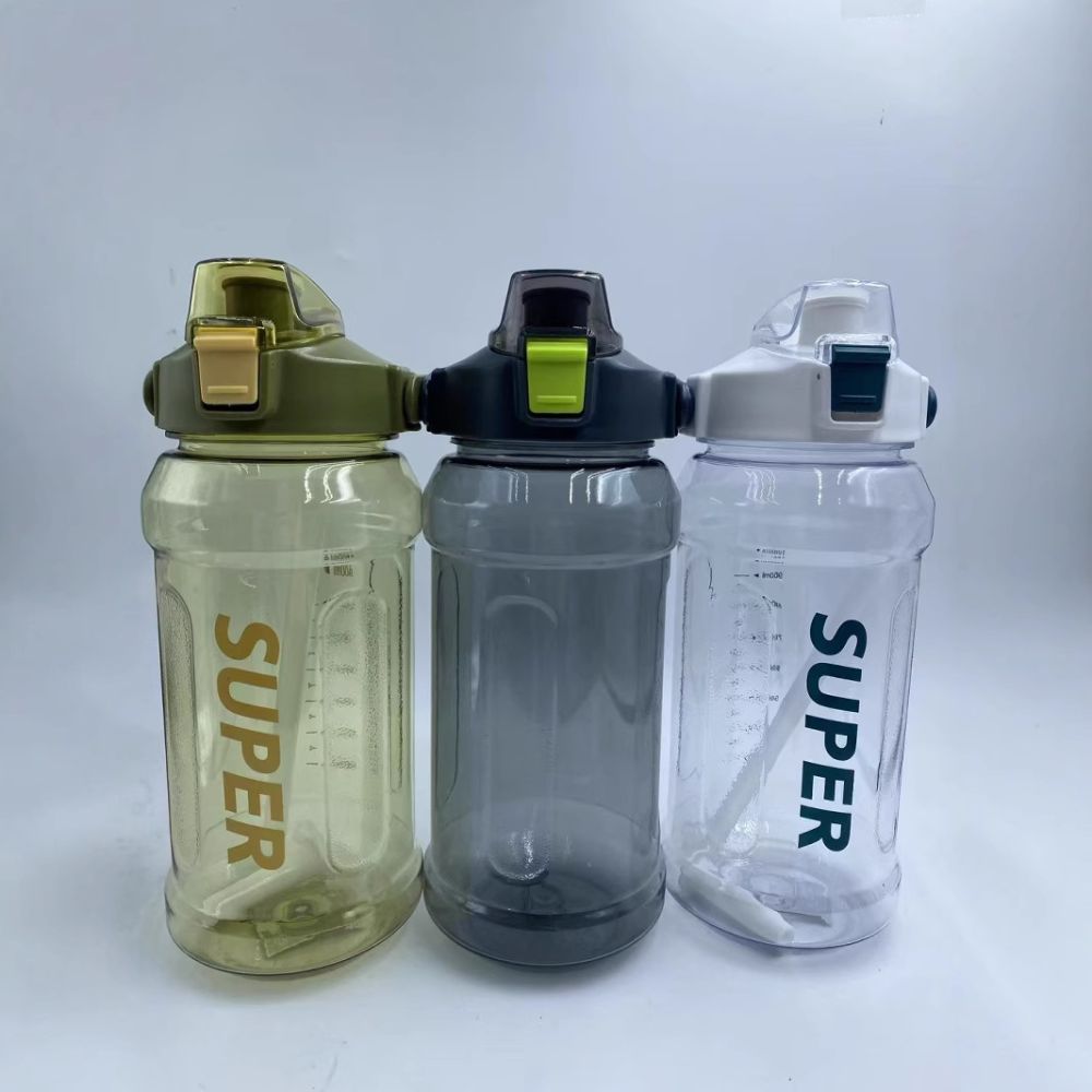 Büyük kapasiteli spor su şişesi 2 litre trend pipetli bardak ölçekli taşınabilir basit sızdırmaz darbeye dayanıklı su matarası - 5