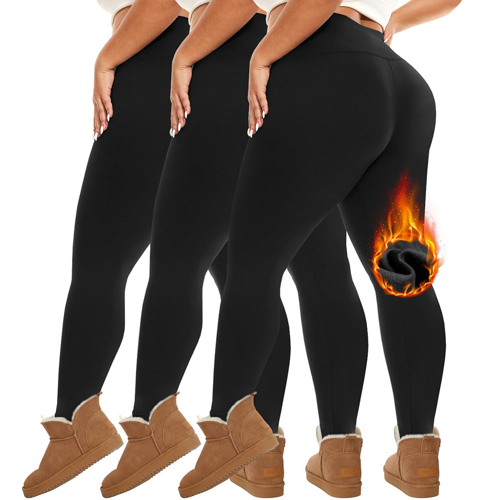 Fleece-gefütterte Winter-Yogahose in Übergrößen 1XL-5XL, hohe Taille