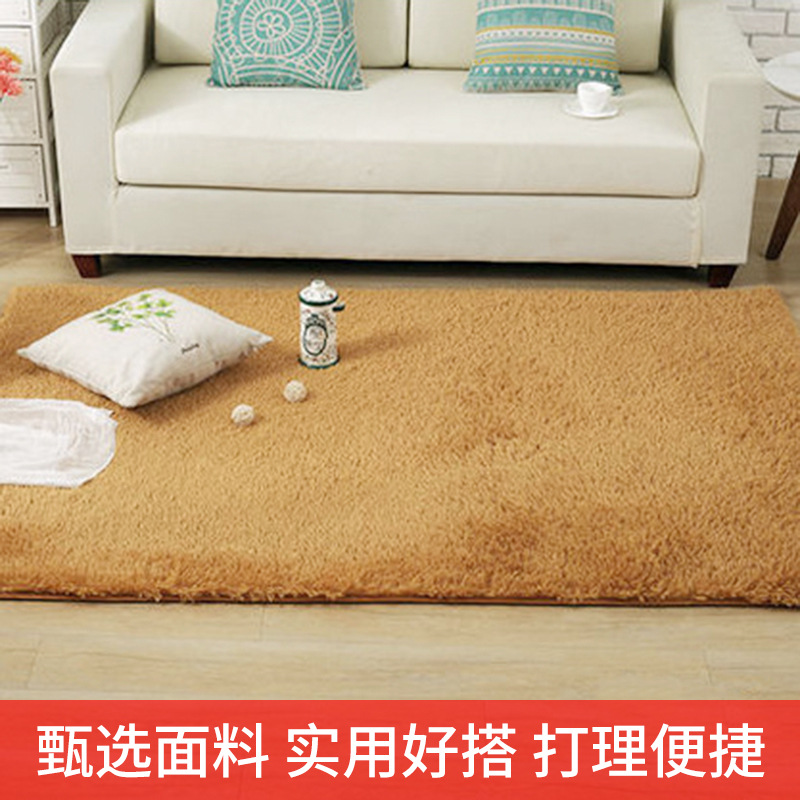 Modern Wool Rug for Living Room, Rectangular Silk Look Carpet
