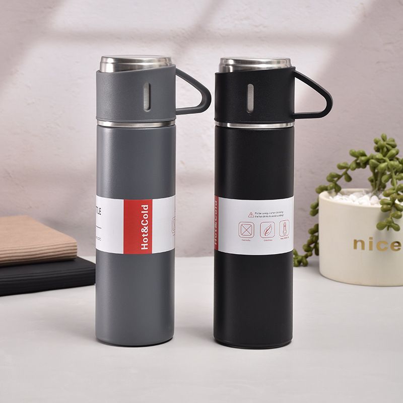 304 vacuum insulated stainless steel thermos cup single container three lids gift box set business water cup gift wholesale printed logo - 3