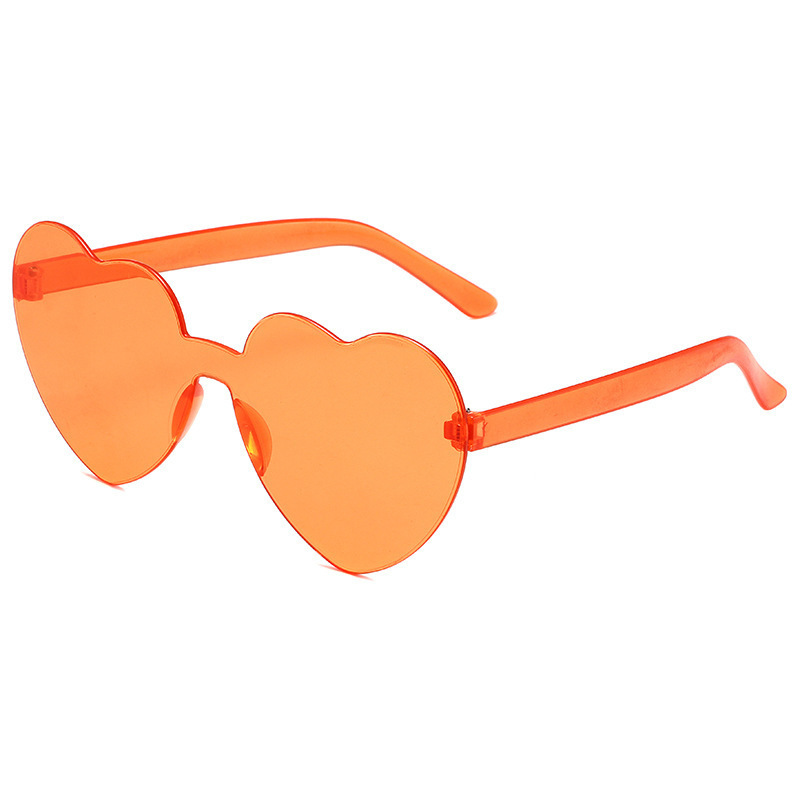 2026 Love SUNGLASSES çerçevesiz kalp şeklinde tek parça güneş gözlüğü renkli şeftali kalp tek parça güneş gözlüğü - 5