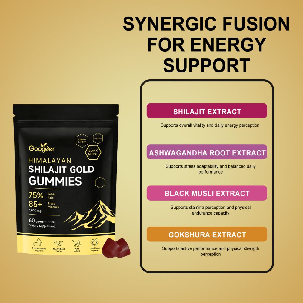 GOOGEER Shilajit Sakız Enerji Metabolizması ve Canlılık Desteği