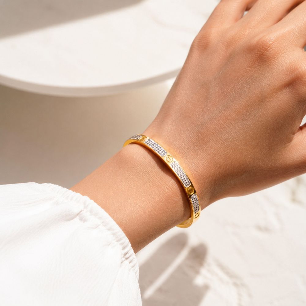 Titanstahl Armband Goldfarbe, langlebige Beschichtung