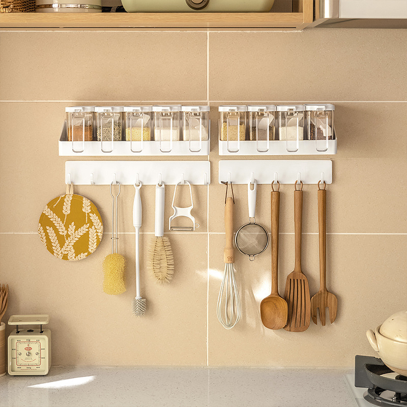 Spice rack, wall-mounted no-drill household kitchen spice shelf, spice rack for oil, salt, sauce and vinegar. - 3