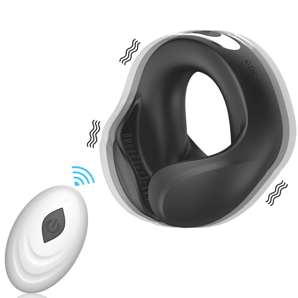 Rechargeable Silicone Remote-Controlled Vibrating Penis Ring, Male Delay Device