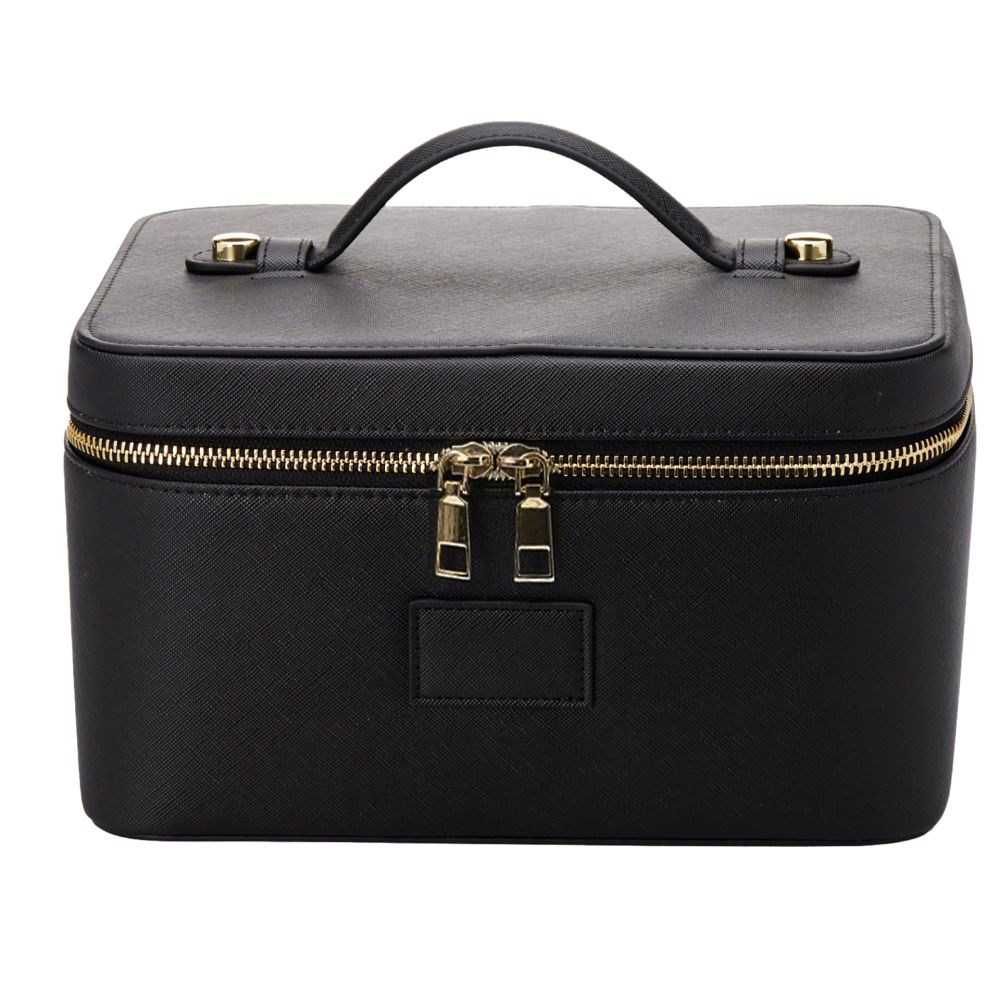 PU Leather Portable Makeup Bag with Compartments, Large Capacity - 1