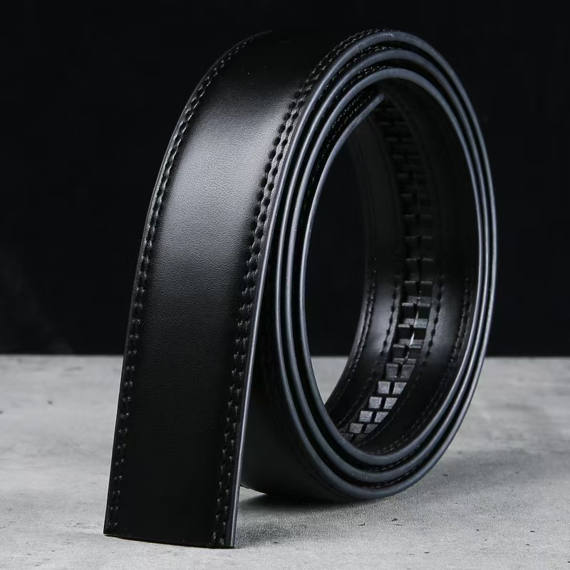 Kopflose Ledergürtel 3,0 Breite Herrenleder ohne Kopf automatische Schnalle reines Rindsleder Hosen Ledergürtel Trend ohne Schnalle kopflos - 1