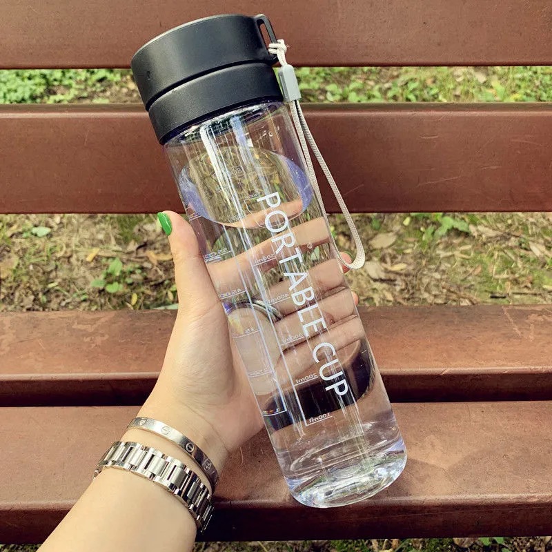 Su bardağı plastik bardak toptan spor su şişesi buzlu çift kapaklı yüksek görünüm büyük kapasiteli erkek ve kadın internet ünlü su bardağı öğrenci - 6