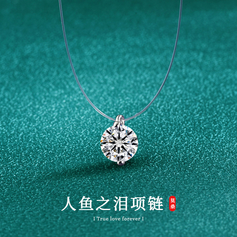 S925 Silber Moissanit Halskette, Meerjungfrauen-Träne