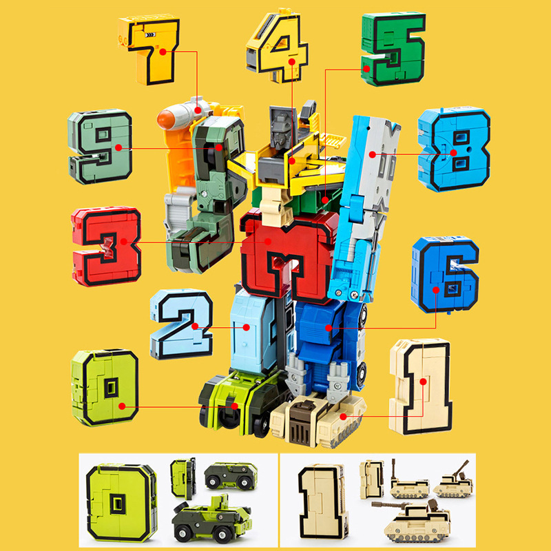 Children's Digital Transforming STEM Building Set Car Toy, Robot for Boys