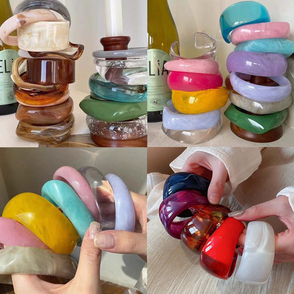 Europäische und amerikanische personalisierte Dopamin-Harzarmbänder, Nischen-Mode, schlichte breite Armbänder, vielseitiger hochwertiger Schmuck, Großhandel
