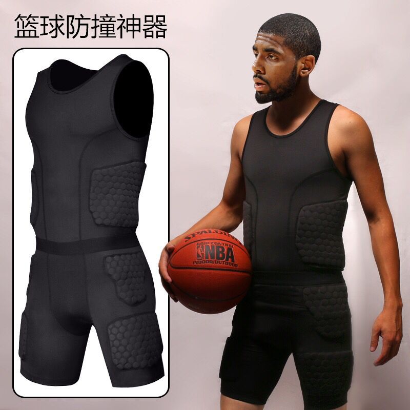 PRO Padded Collision Protection Clothing Short Sleeve Inner Pad Bodysuit Basketball Protective Vest Shorts Football Armor Clothing - 1