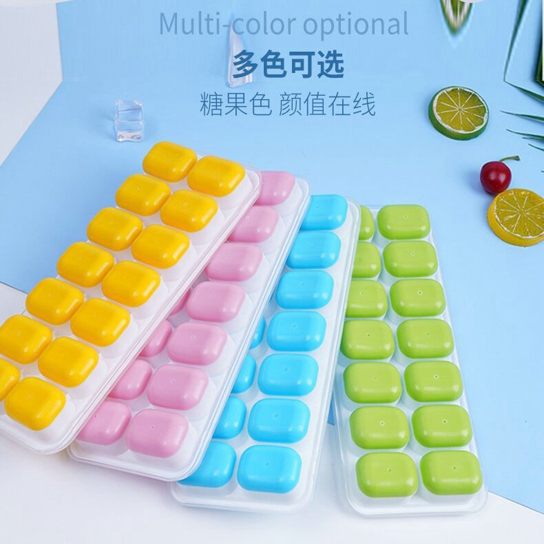 14-compartment ice cube tray, soft-bottomed, easy-release ice box, square silicone ice cube mold, ice cube maker box with lid for homemade ice - 4