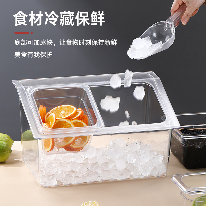 Food grade transparent PC portion plate 1/6 jam box milk tea shop special spice box plastic fractional box shelf - 5