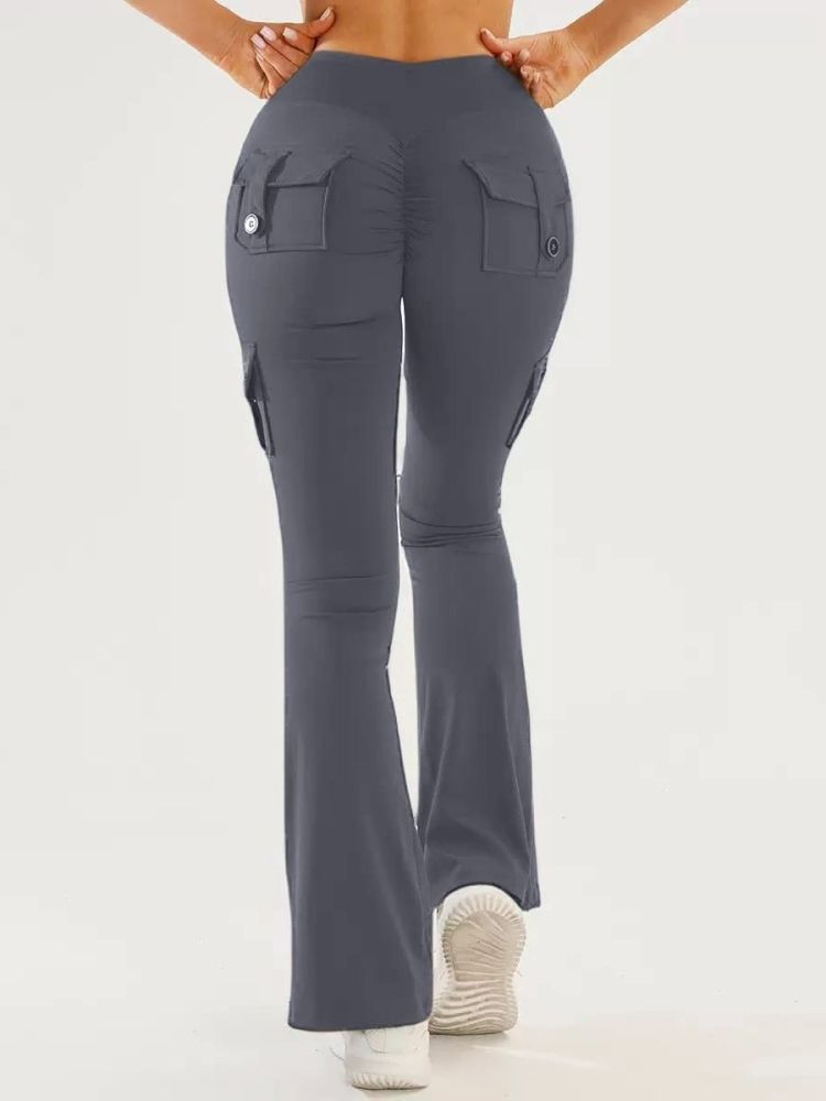 Grenzüberschreitende Yoga-Leggings, Yogabekleidung, figurbetonte Yoga-Hose, Outdoor-Sportbekleidung, Fitness-Hose mit mehreren Taschen, Yoga-Hose mit Schlag, Cargo-Hose für Damen