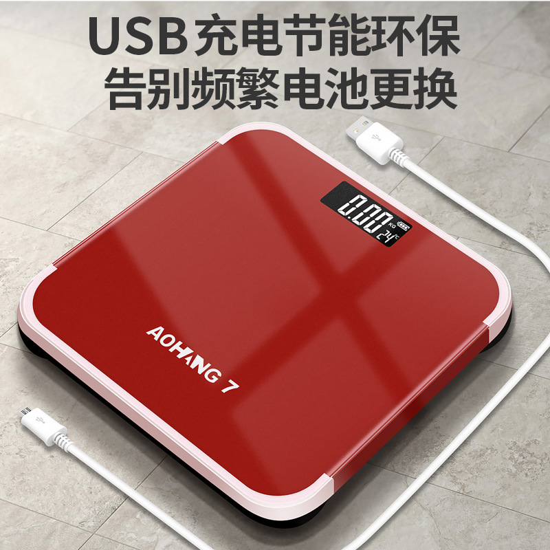Rechargeable Electronic Body Scale, Battery-Powered Adult Health Scale