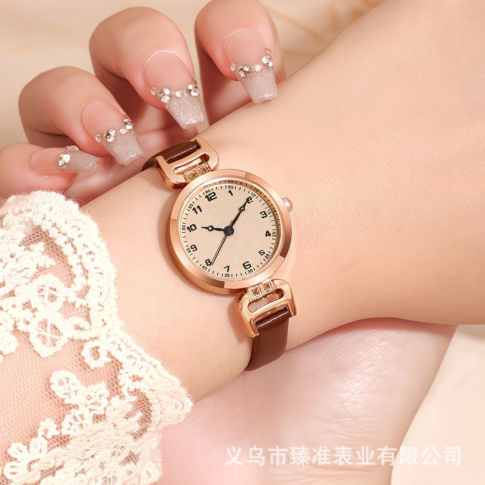 Rose gold taşlı kadın kol saati kuvars dijital kadran