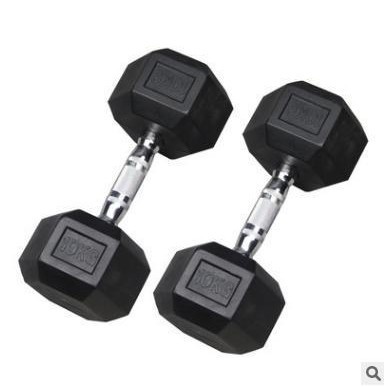 Kaynak üretici siyah altıgen kauçuk kaplı dambıl altıgen sabit dambıl ev içi fitness ekipman seti - 1