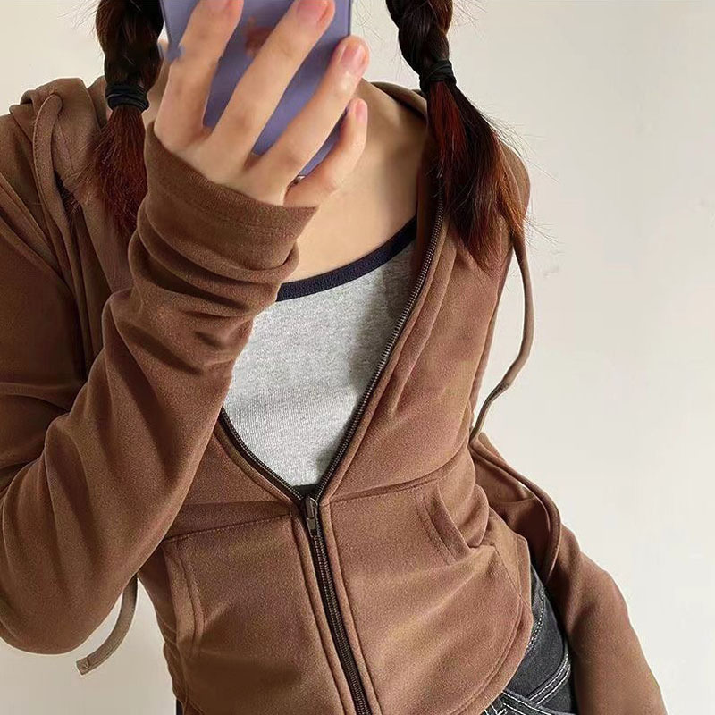 Damen-Hoodie-Strickjacke mit Kapuze, schmale Passform, langärmlig, Frühling und Herbst