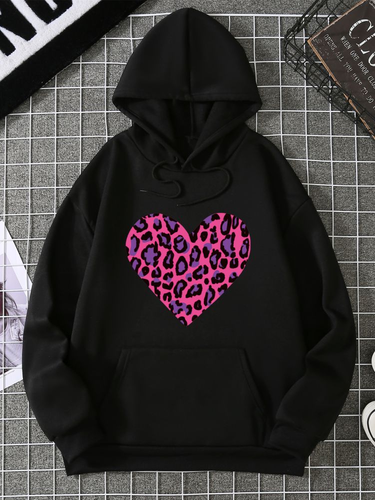 Damen-Kapuzensweatshirt mit Aufdruck, große Größen, Herbst-Winter