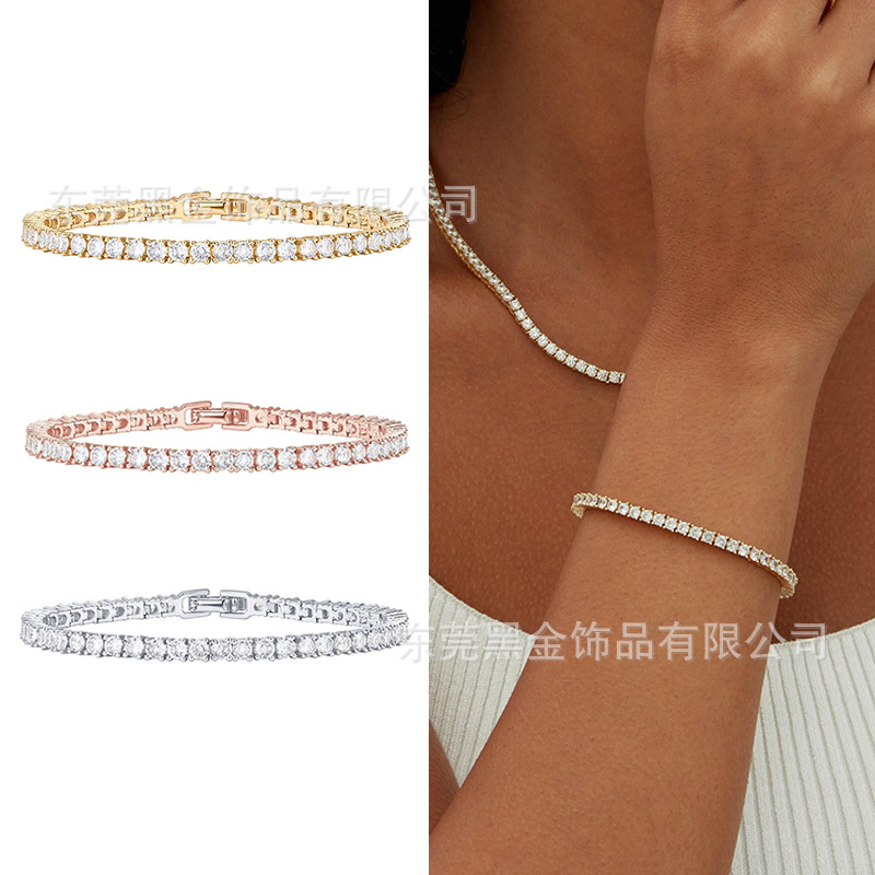 18-Karat-Volldiamant-Tennisarmband mit einer Reihe für Damen und Herren