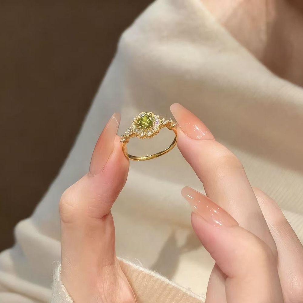 Vintage French olive green adjustable ring - 1