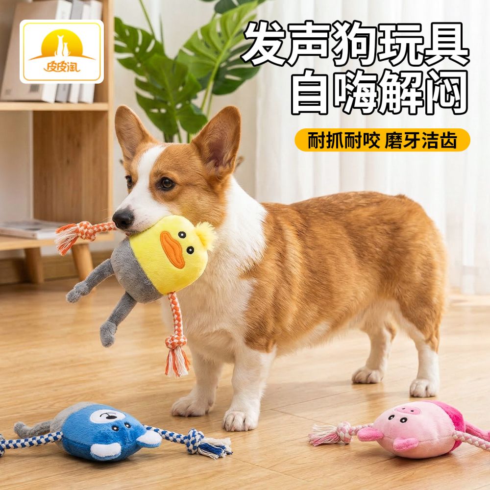 Baumwollseil-Plüsch-Hundespielzeug mit Pfotendesign - 1