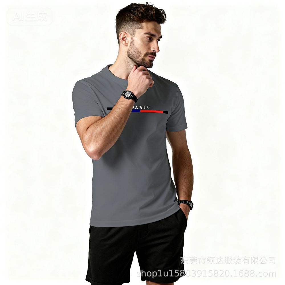 Sınır Ötesi Avrupa-Amerika Bedeni Stokta Amazon Çok Satan Hızlı Kuruyan Günlük Spor Ev Giyim Yuvarlak Yaka Baskılı Kısa Kollu T-Shirt Üst