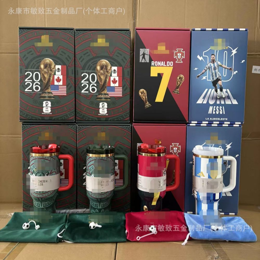 New Cross-Border Large Capacity 40oz Stanley-Style Insulated Tumbler Giant Straw Cup, FIFA World Cup USA Canada Mexico Edition