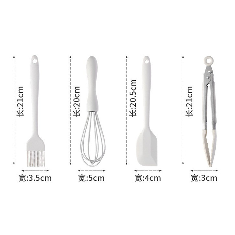 Integrierter Silikonschaber, Lebensmittelqualität für den Hausgebrauch, hitzebeständige Ölbürste, Schneebesen, Haushalt-Kochutensilien-Set