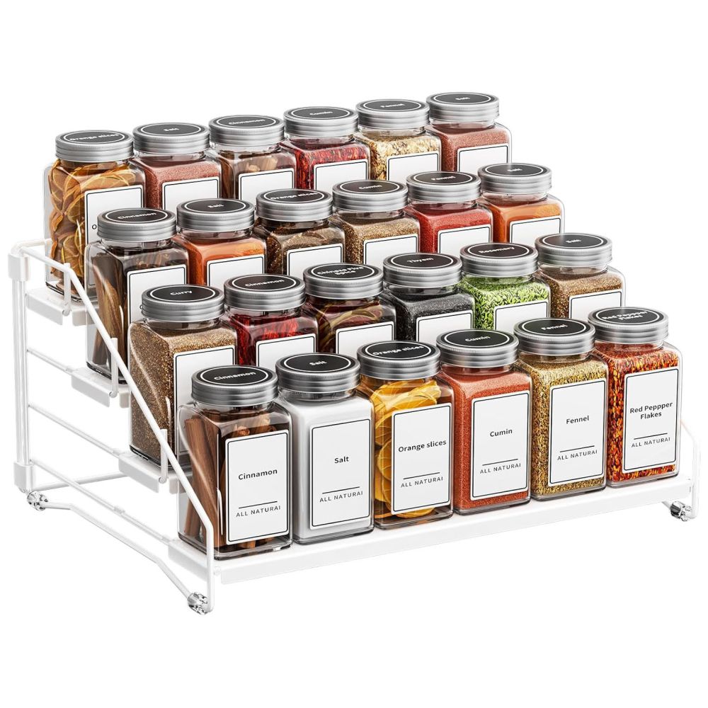 Wrought iron spice rack foldable kitchen counter spice bottle display shelf multi-layer storage rack step spice rack - 5