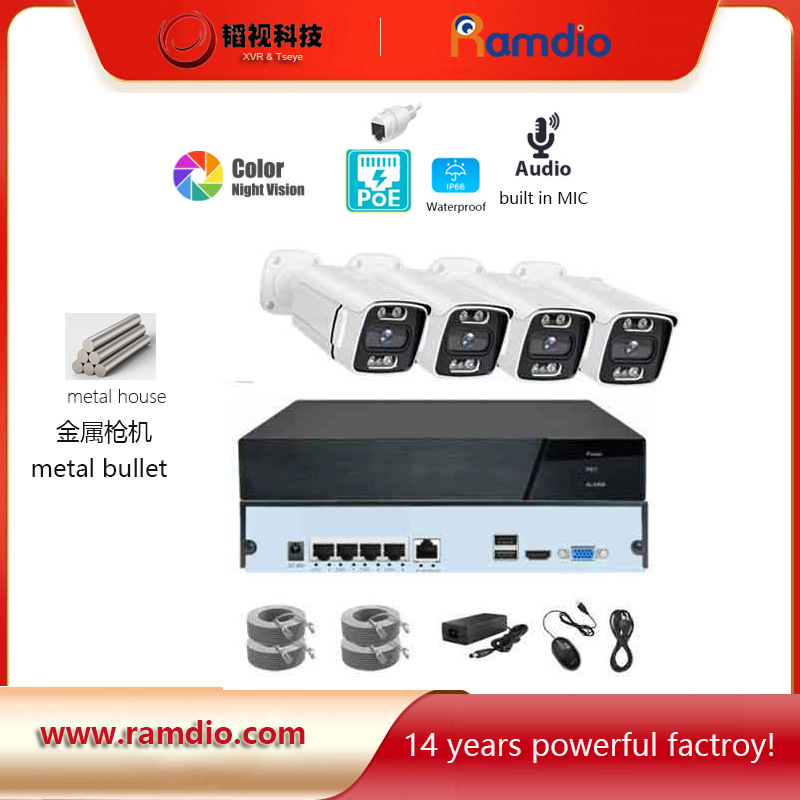 Tseye 4-Kanal 5MP POE Metall-Bullet-Kamera-Set - 1