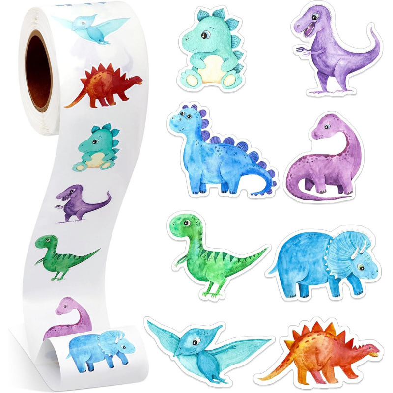 Dinosaur and Ocean Animal Shaped Sticker Roll, Decorative Gift Box