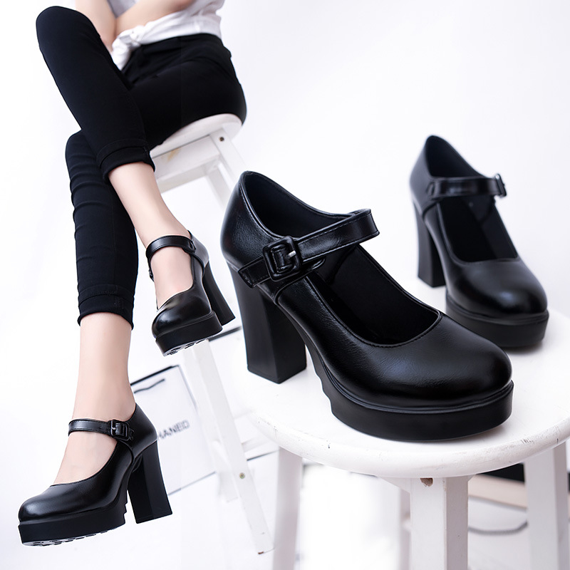 Women's Waterproof Chunky Heel Platform Work Shoes - 1