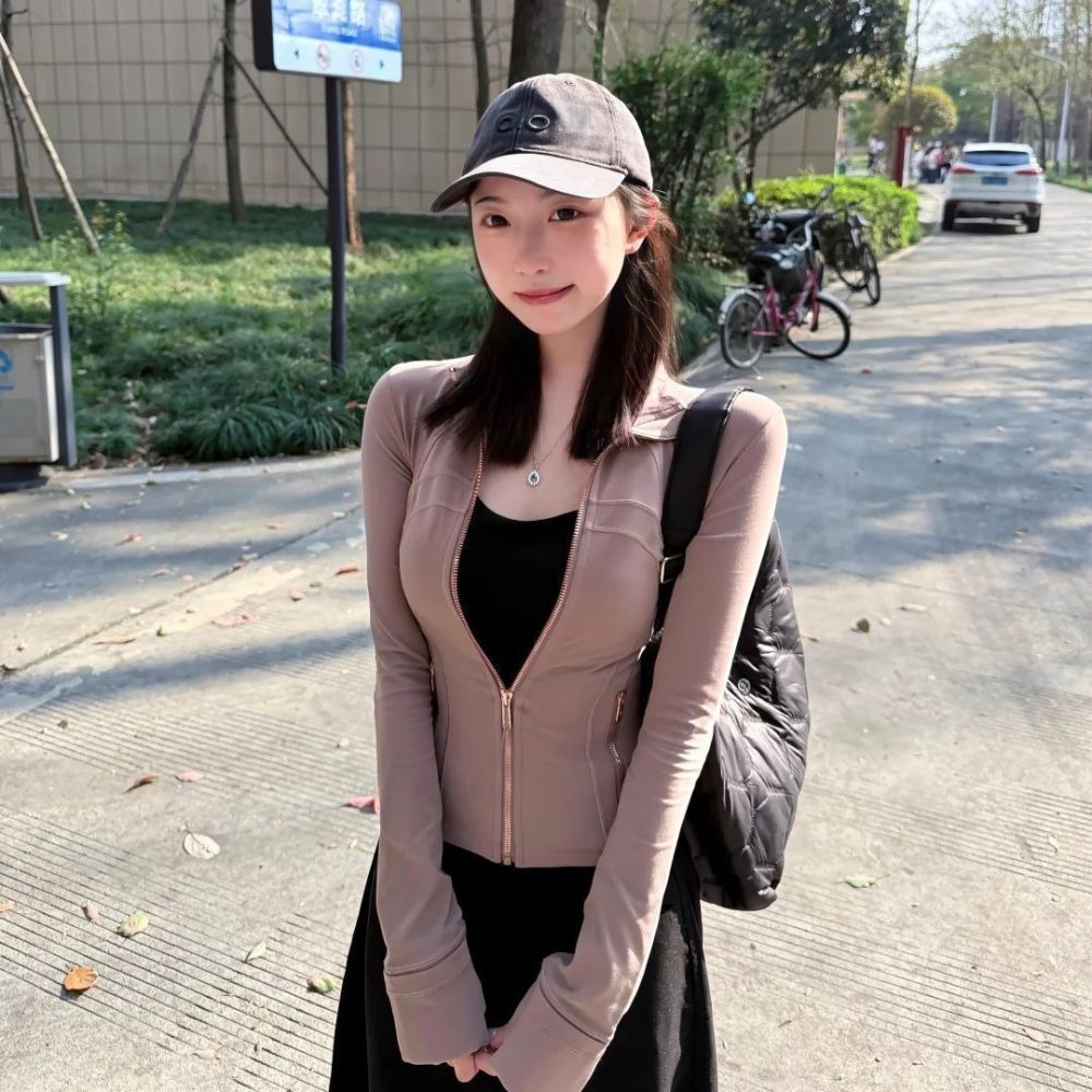 New Gold-Label Stand Collar Short Jacket DF Sports Yoga Wear Slim-Fit Slimming Sports Jacket for Women Lululemon Style Swift