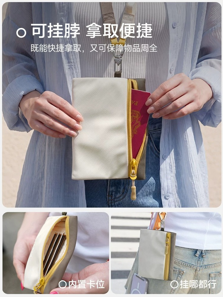 Mehrzweck-Dokumententasche Reisepass-Tasche Kartentasche Kartenhalter Chipkartentasche Mehrfach-Kartenfächer tragbar Schultertasche Reisetasche