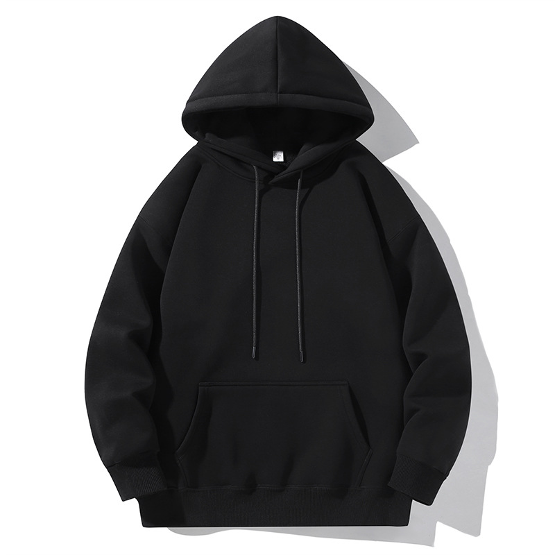 Vintage Streetwear einfarbiges Kapuzen-Sweatshirt für Herren und Damen, Winter, fleecegefüttert, verdickt, lockerer Schnitt, Paar-Outfit, Werbe-Jacke