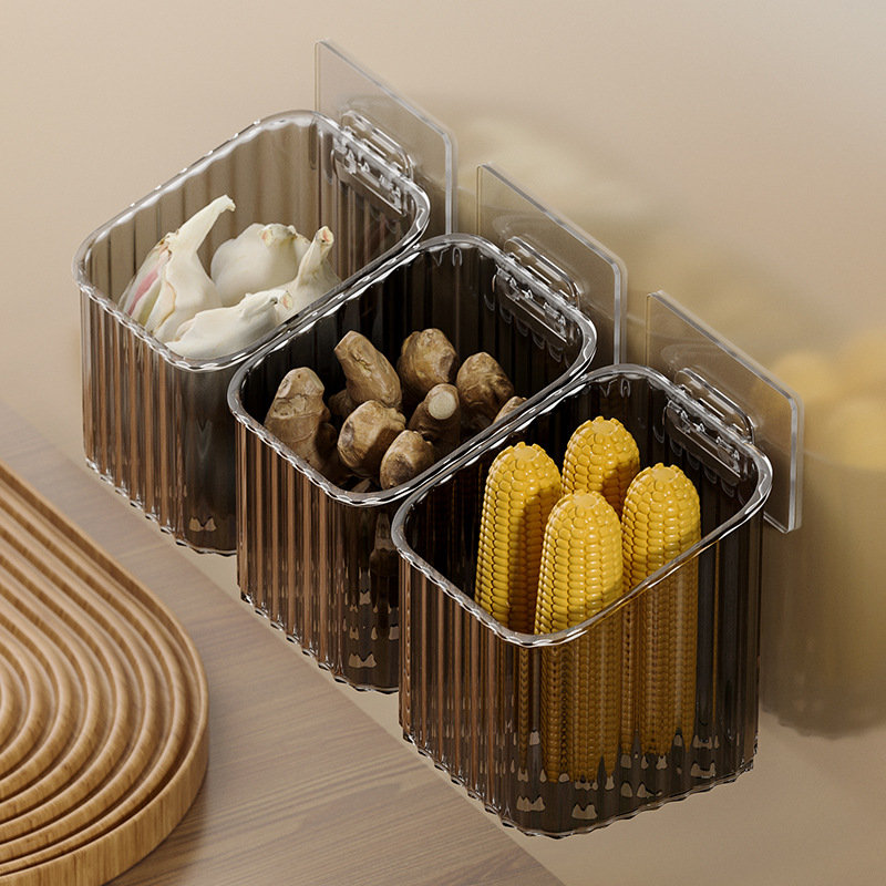 Onion, ginger and garlic storage basket kitchen garlic wall-mounted storage basket ginger garlic storage shelf wall-mounted storage box - 5