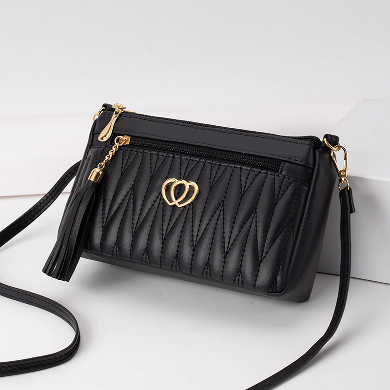 Soft Leather Women's Messenger Bag, Large Capacity, Tassel Crossbody Bag