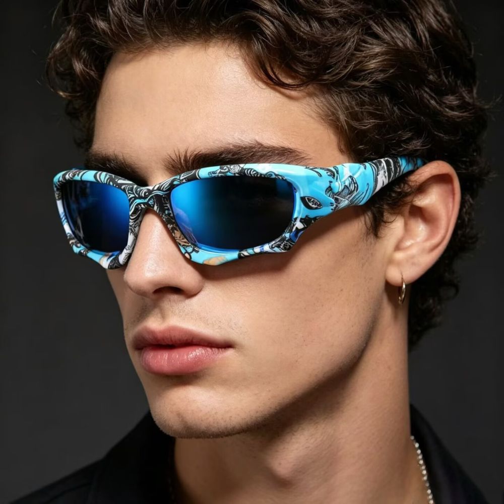 DIY 735 Cross-Border Tactical Windproof Fishing Coated Flower Frame Sunglasses Men's Sports Style Sunglasses