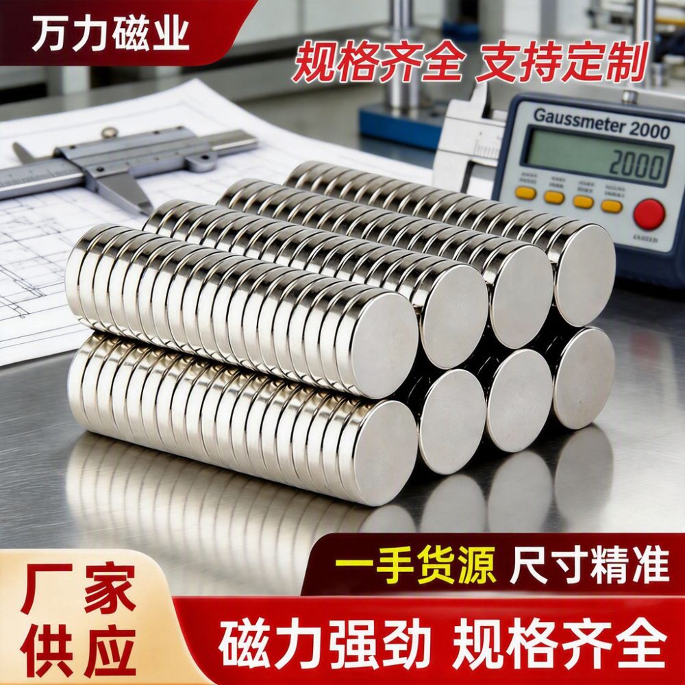 NdFeB Round Strong Magnet Nickel-Plated Zinc-Coated Rust-Proof Rare Earth Permanent Magnet for Toys, Bags, Sensors, Small Fridge Magnets