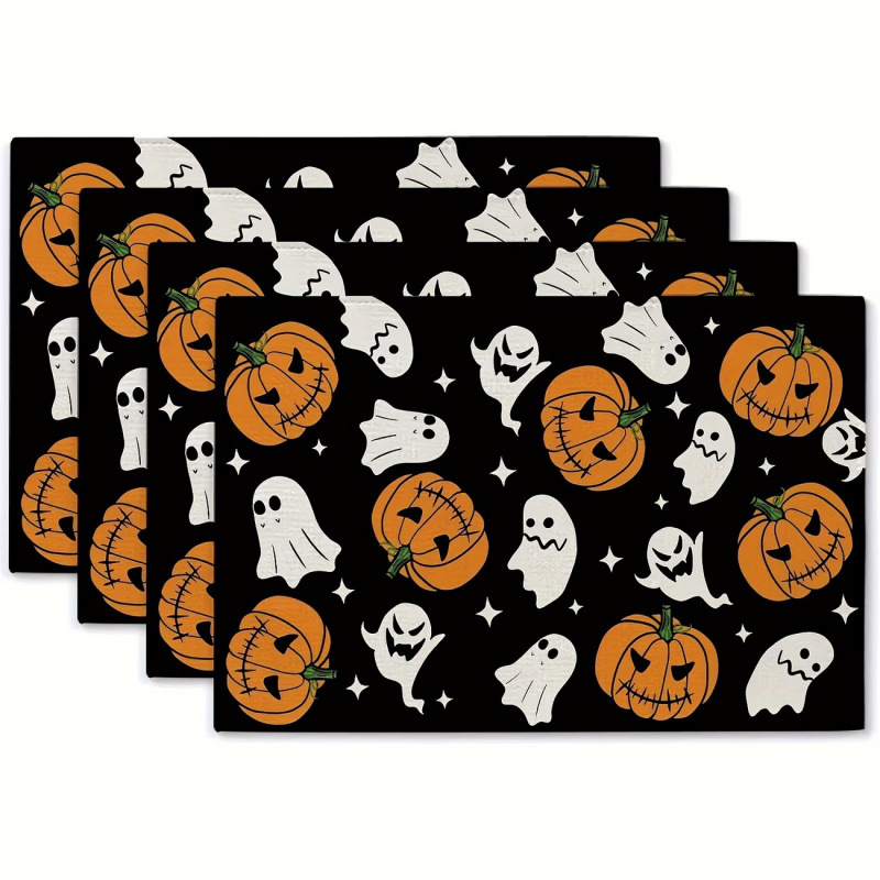 Halloween Ghost Linen Placemat, Waterproof for Restaurant Table