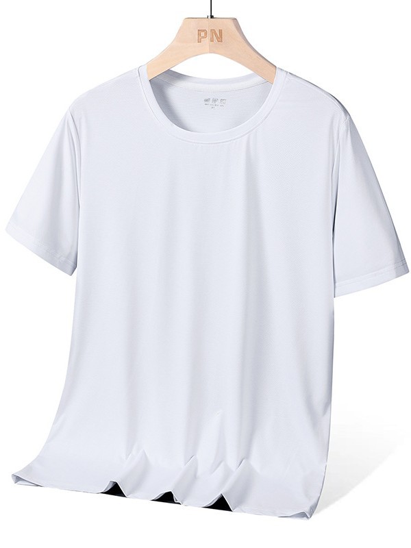 Men's Ice Silk Short Sleeve Loose Running T-Shirt, Stretch Quick-Dry, Plus Size