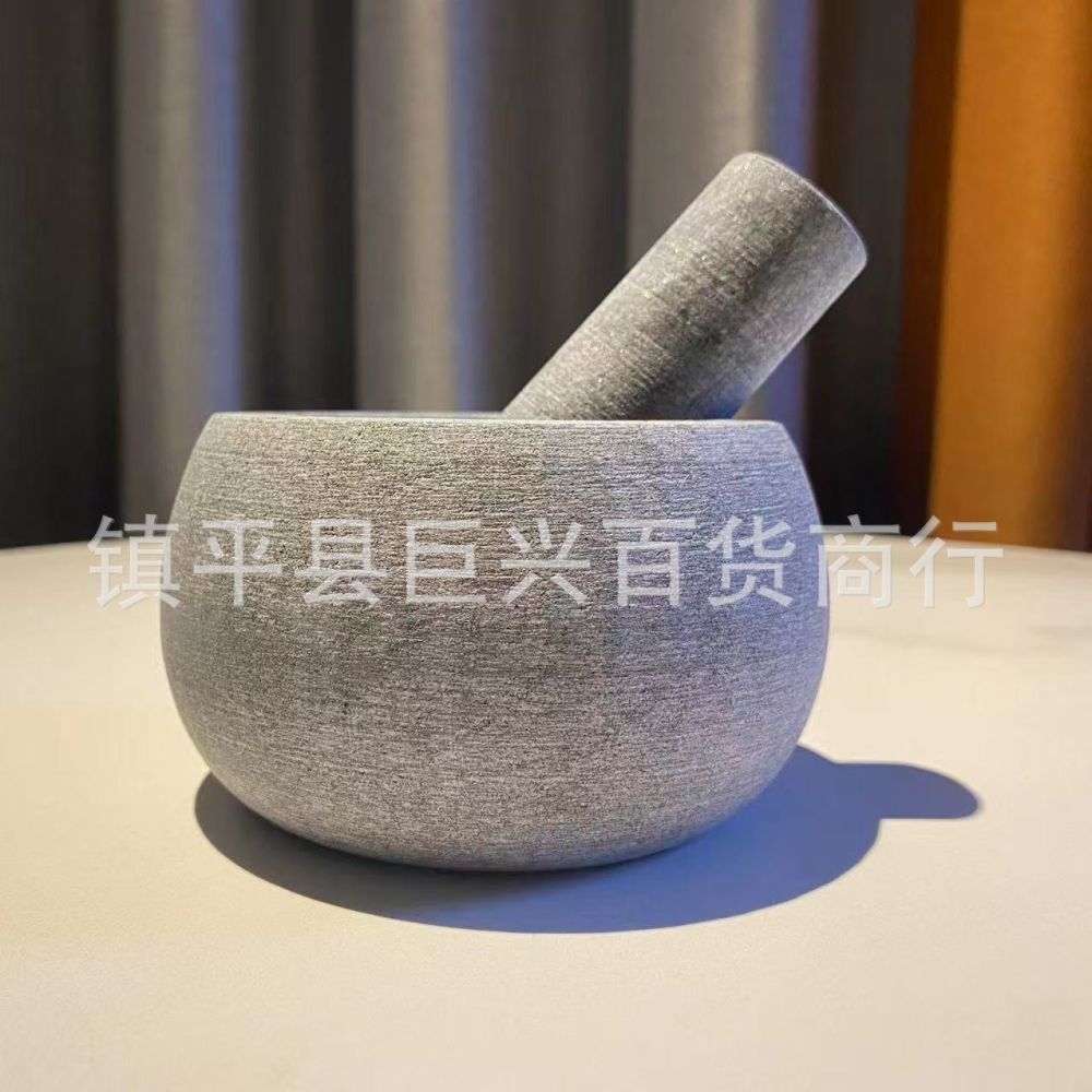 Stone Garlic Mortar with Pestle, Manual Traditional Garlic Mincer, Grinding Mortar for Home Kitchen, Herbal Medicine Crusher, Stone Grinding Jar