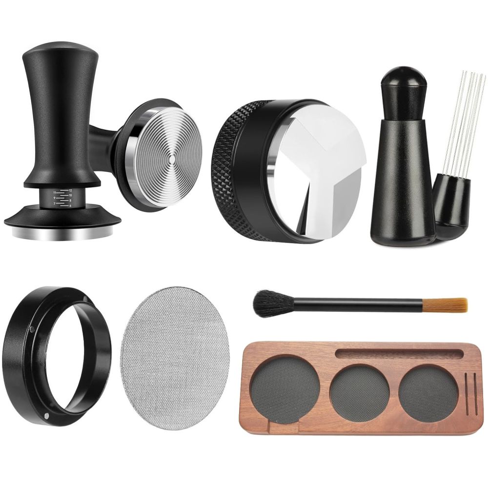 Kahve Aleti Seti, Ayarlanabilir Tamper, Dağıtıcı İğne ve Tablalı
