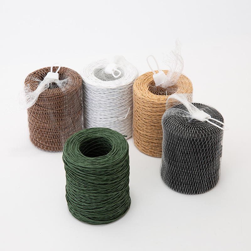 Rattan and Paper Cord Craft Set with Iron Wire Rose Stems for Kids