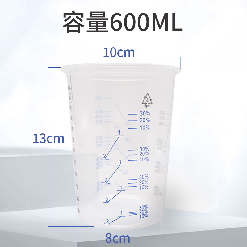 Einweg-Messbecher aus Kunststoff 600 ml, transparent, PP, mit Skala