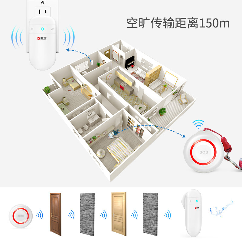 Keyrui Graffiti WiFi Elderly Call Button SOS Emergency Call Button Pendant Doorbell Long-Range Phone Notification