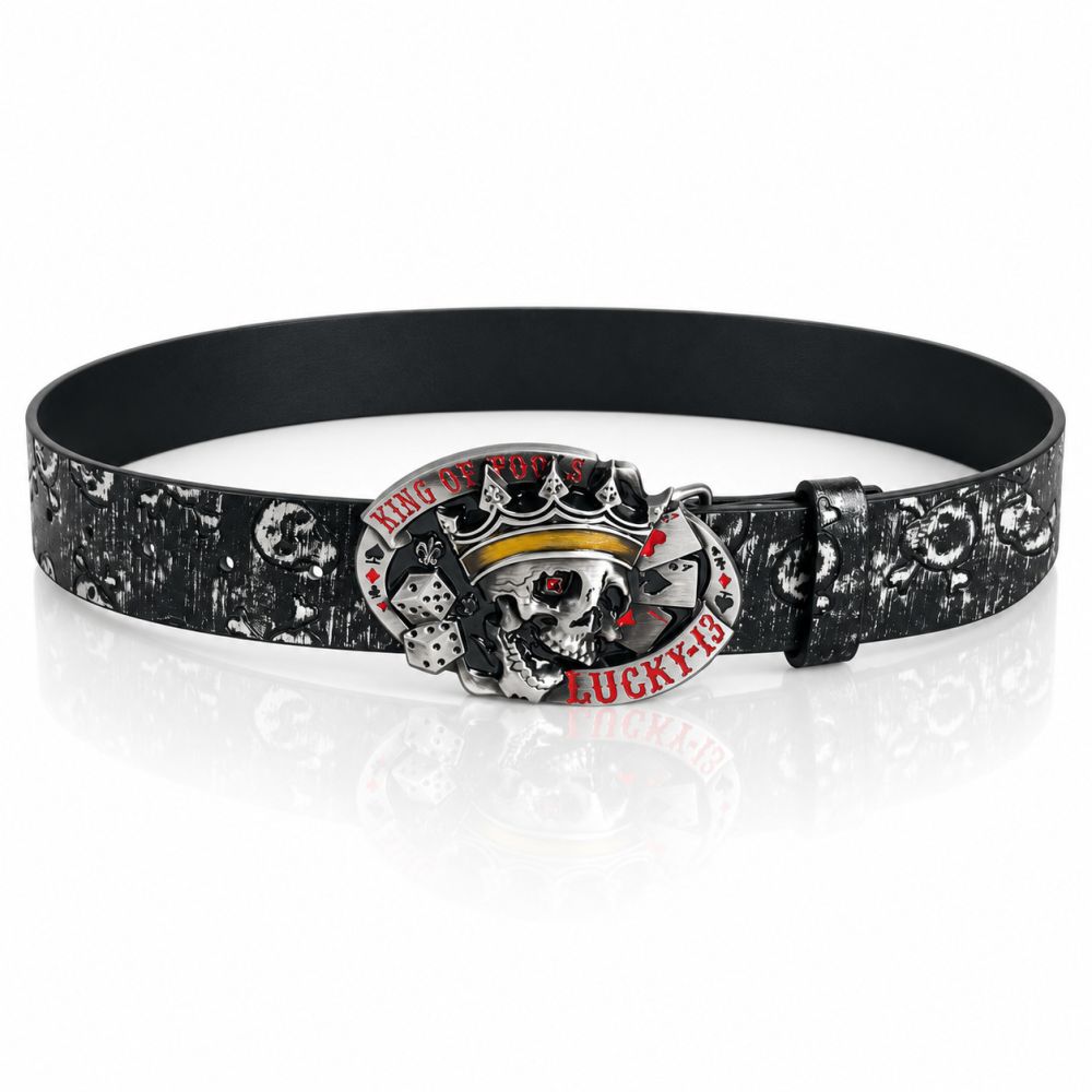 vintage skull belt - Herrenledergürtel mit Totenkopf, Retro-Stil, Punk, Motorrad-Look, Metallschnalle, modisch